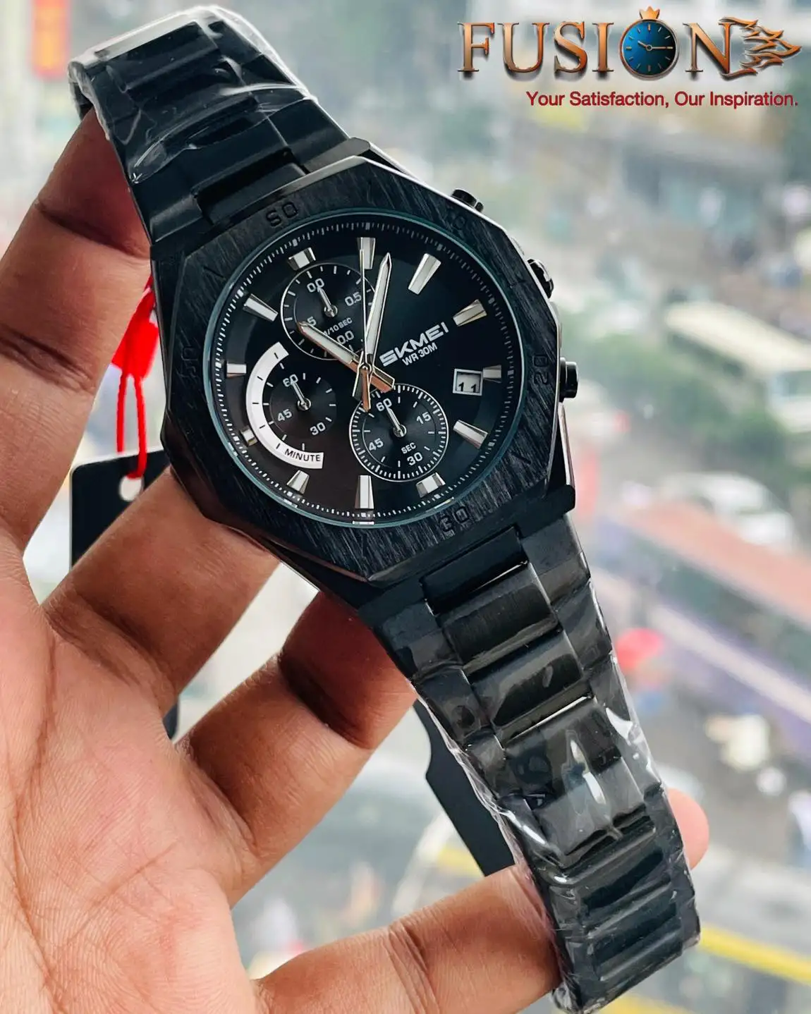 SKMEI 2452 Authentic Chain Chronograph Watch Black